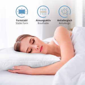Komfortec Kopfkissen gesteppt Kissen aus Microfaser 600g Füllkissen Atmungsaktiv Schlafkissen Antiallergisch Höhenverstellbar Weich & Leich Weiß