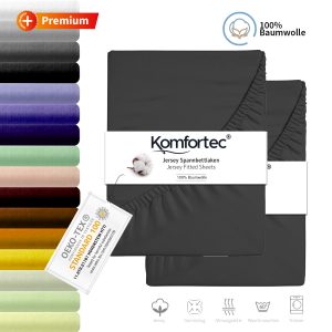 2er Spannbettlaken 100% Baumwolle Jersey Spannbetttuch Bettlaken von Komfortec