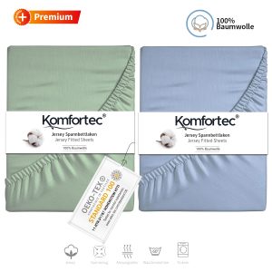 Spannbettlaken 100% Baumwolle Jersey Spannbetttuch Laken Bettlaken von Komfortec